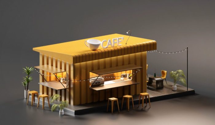 Contoh desain cafe tampak depan minimalis